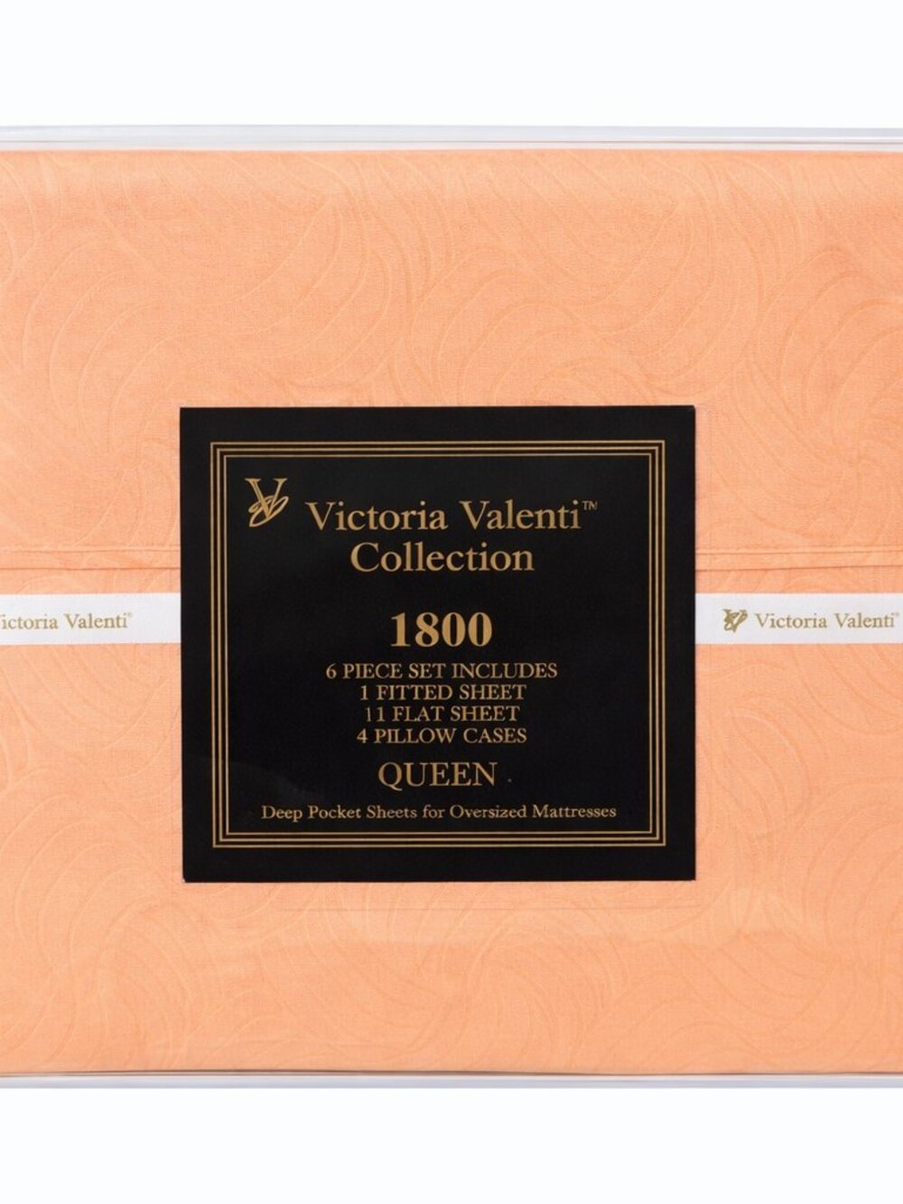 Victoria Valenti Queen Sheet Set 1800 Thread Count Deep Pocket Soft 6Piece Coral